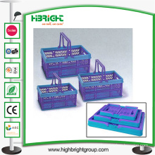 Colorful Foldable Plastic Shopping Basket with Handle